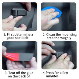 SEAMETAL Car Seat Belt Holder ABS Safety Belt Buckle Stabiliser Clip Universal Self-Adhesive Car Buckle Holder Prevent Shaking