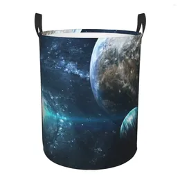 Laundry Bags Foldable Basket For Dirty Clothes Planets Over The Nebulae In Space Storage Hamper Kids Baby Home Organizer