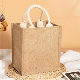 ISKYBOB Vintage Women Linen Tote Shopper Purses Handbags Retro DIY Bag Portable Eco Top Handles Multiple Sizes Gift Bag 2023