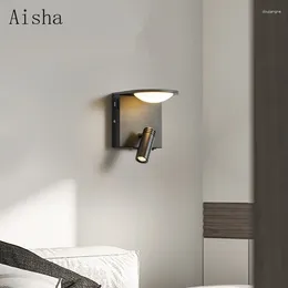 Wall Lamp Modern Rotary Square El Bedside LED Reading Sconces For Home Bedroom Study USB Charging Light Spotlight