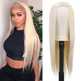 Ushine Synthetic Lace s Straight Part 613 Hair 4x4 Clre Natural Looking 20 Inch Blonde For Black Women 240327