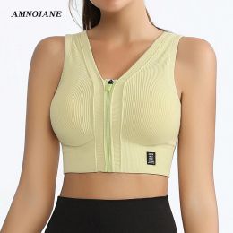 Bras Sports Bra Front Zip Shockproof Sport Bras High Impact Women Ribbed Gym Crop Top Wear Push Up Women's Underwear Cropped Shirt