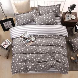Bedding Sets Classic Set 5 Size Grey Blue Flower Bed Linens 4pcs/set Duvet Cover Pastoral Sheet AB Side 50