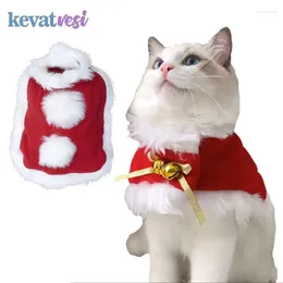 Cat Costumes Christmas Costume Xmas Pet Cloak With Bells For Small Cats Puppy Kitten Shawl Cosplay Cape Supplies