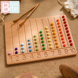 Montessori Digital Board for Girls Boy Tracing Board Double Sided Math Beech Wooden Letters Number Counting Puzzle Kids Gift