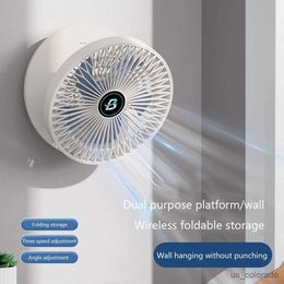 Electric Fans 5W 5V 1200mAh Table Wall Mounted Cooling Fan Without Punching Holes USB 3 Gears Adjustable Bionic Seagull Blade Easy to Clean