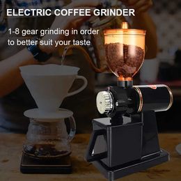 Coffee Makers Houselin Electric Coffee Grinder Espresso Grinder Flat Sharpener 10 Adjustable 2300rpm Stainless Steel Coffee Bean Grinder Y240403