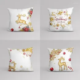 Pillow Christmas Throw Set Elk Snowflake Print Home Sofa Decoration