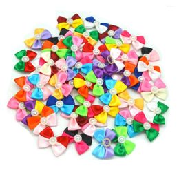 Dog Apparel 100pcs Pet Hair Bow Accessories Pearl Accents Colourful With Rubber Bands For Cute Medium Small Cats Decoration