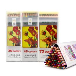 Pencils Professional Watercolour Pencil 36/48/72 Colours Water Soluble Coloured Pencils Iron Box For Painting Student Artist Art Supplies