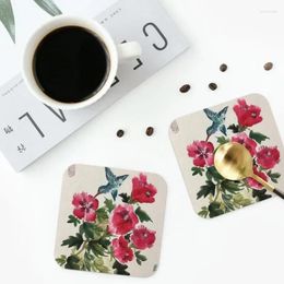 Table Mats Blue Hummingbird Coasters Kitchen Placemats Waterproof Insulation Cup Coffee For Decor Home Tableware Pads Set Of 4