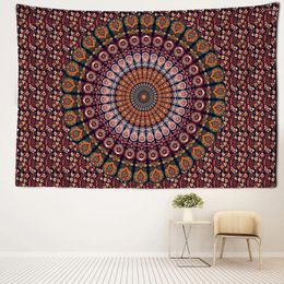 Tapestries Red And Green Mandala Tapestry Wall Hanging Bohemian Style Abstract Witchcraft Aesthetics Room Bedroom Home Decor