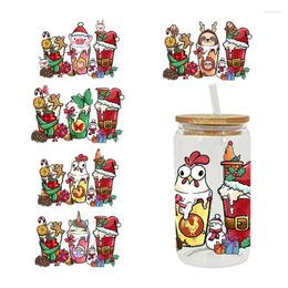 Window Stickers UV DTF Christmas Coffee Drink Custom Pattern For The 16oz Libbey Glasses Wraps Bottles Cup D2822