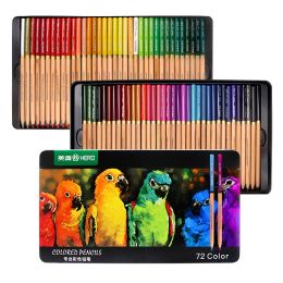 Pencils CHENYU 24/36/48/72 Colours Metal Box Coloured Pencils Colouring Pencils Oil Based Assorted Colours for Artists Kids Layering Gift