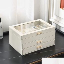 Jewellery Boxes Size S/M/L Organiser Display Travel Jewellery Case Portable Box Pu Storage Earring Holder Drop Delivery Dhwz8