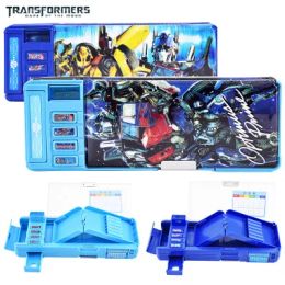 Cases Transformers pencil box large capacity cool c pencil case school supplies multifunctional doublesided stationery storage box