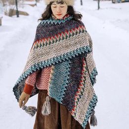 Scarves Winter Warm Thick Blanket Triangle Tassel Stoles Women Shawl Scarf Bohemia Neck Wrap