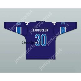 Gdsir Custom BLUE MATHIAS LADOUCEUR 30 LE NATIONAL DE QUEBEC HOME HOCKEY JERSEY NEW Top Ed S-M-L-XL-XXL-3XL-4XL-5XL-6XL