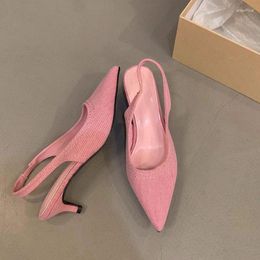 Dress Shoes 2024 Summer Women High Heels Fashion Pointed Toed Pumps Female Stiletto Slingback Shallow Weddings Bridal Zapatos