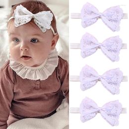 Hair Accessories Oaoleer Born Baby Lace Bows Headabands For Girls Elastic Nylon Band Infant Turban Headwraps Stretch