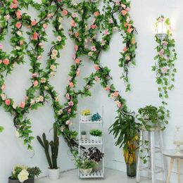 Decorative Flowers Artificial Air Conditioning Pipes Covering Indoor Rattan Decorations Plastic Wrapping Home Decor Wall Hanging