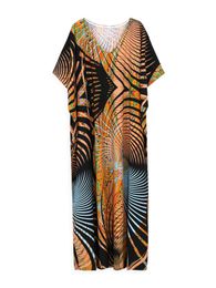 2023 Summer Beach Платье Kaftan Boho Print Print Prymsuit Crests Elegant Dipl Split Maxi Dress Future Caftan Hoot Top Q1342