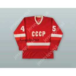 Gdsir Custom RUSSIAN TEAM DONALD TRUMP 45 CCCP HOCKEY JERSEY FAKE NEWS NEW Top Ed S-M-L-XL-XXL-3XL-4XL-5XL-6XL