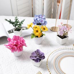 Decorative Flowers 1SET Home Decoration-6 Small Potted Simulated Plants-Indoor And Outdoor Trinkets-23020ZH6
