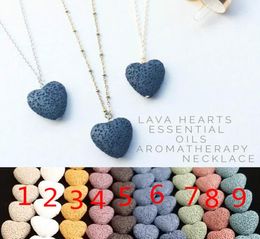 Heart Lavarock Bead Long volcano Necklace Aromatherapy Essential Oil Diffuser Necklaces Black Lava Pendant Jewellery SZ4759850263