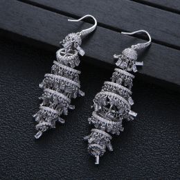 Earrings Fashion Drop Earrings For Women Wedding Party Cubic Zircon Dubai Bridal Long Earring Boucle D'oreille E10102