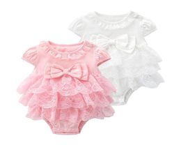 Newborn Baby Girl Rompers Lace Bow Birthday girls princess Jumpsuit Baby sleeveless for summer Tulle Cupcake Dress7380947