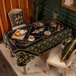 Table Cloth Luxury Retro American Black Gold Tablecloth Pastoral Short Plush Waterproof Anti Splash Cover Chenille Tabletop