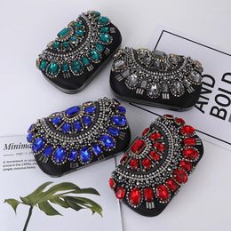 Evening Bags Luxury Handmade Red Green Beaded Ladies Gem Clutch Handbag Women Clutches For Woman Party Wedding Hand Bag