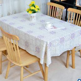 Table Cloth 50060 Household Waterproof And Oil Proof Grid Tablecloth Wash Free PVC Rectangular Dining Mat Square Coffee