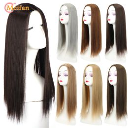 Piece Piece MEIFAN Long Synthetic Clip on Hair Topper Add Volume Middle Part Invisible Closure Hairpiece for Covering White Hair