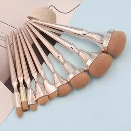 9 Makeup Brushes Suit Rose Gold Face Powder Blush Brush 240403