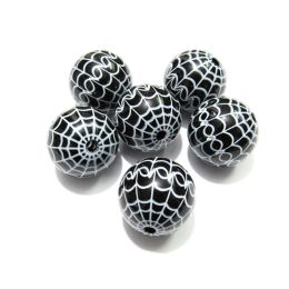 Beads Wholesale Newest 20mm 100pcs/bag Acrylic Solid Print Spider Web Beads For Chunky Halloween Kids Necklace/Jewelry