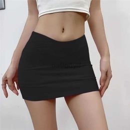 Urban Sexy Dresses Combhasaki Women Sexy Vintage Irregular V-shape Low Waist Solid Color Slim Fit Summer Bodycon Short Mini Skirt Party Clubwear 240403