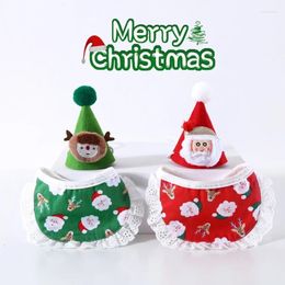 Dog Apparel Cat Christmas Bib Dress Up Costume Festival Decor Pet Holiday Party Santa Hat