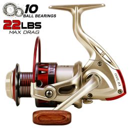 Reels 10BB Max Drag 10KG Aluminum Alloy Spool Fishing Reel Gear 5.5:1 Ratio High Speed Spinning Reel Bass for Freshwater Saltwater