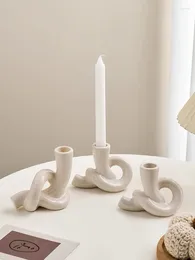Candle Holders Simple Elegant Ceramic 1Piece White Party Living Room Decor Home Candlestick