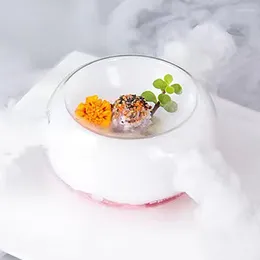 Decorative Figurines Restaurant Creative Glass Plate Dry Ice Trays Artistic Dishes French Western Dessert Luxurious Bowl