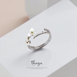 Thaya Summer Flower Elegant Rings S925 Sterling Silver Ring Natural Shell Rings for Women Original Design Female Fine Jewellery