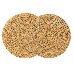 Table Mats Handmade Natural Mat Water Hyacinth Woven Placemat Round Heat-resistant Insulation Non-slip 18/20/25cm