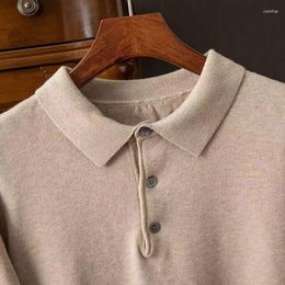 Men's Sweaters Cashmere Polo Collar Sweater Men Tops Autumn Winter Mature Male Business Casual Turndown Knitted Wool Pullover Spring