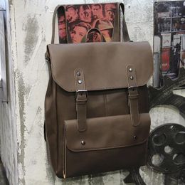 Backpack Xiao.P Crazy Horse Leather Men's Bag Fashion Casual Computer Retro Middle School Student Travel