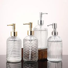 Liquid Soap Dispenser 400ml Empty Press Type Clear Matte Glass Vintage Containers Bottle Bathroom Sink Accessory