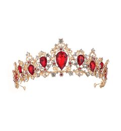 Headpieces Retro Bridal crown Married Baroque queen Golden redgreensilver color for option wedding dress accessories crystal di7044339