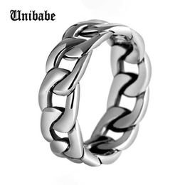 Band Rings Unibabe Sterling Silver 925 Thai Silver Lover Ring with Retro Woven Cross Link Chain S925 Ring with Jewelry (HY)
