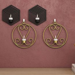 Candle Holders Wall Mounted Holder Ornament Abstract Candlestick Retro Black Vintage Wrought Iron Knickknacks